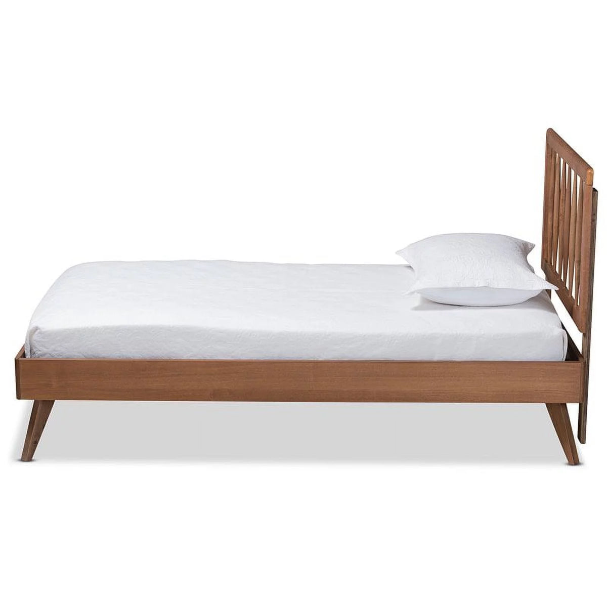 Ash Walnut Finished Wood Twin Size Platform Bed S43761