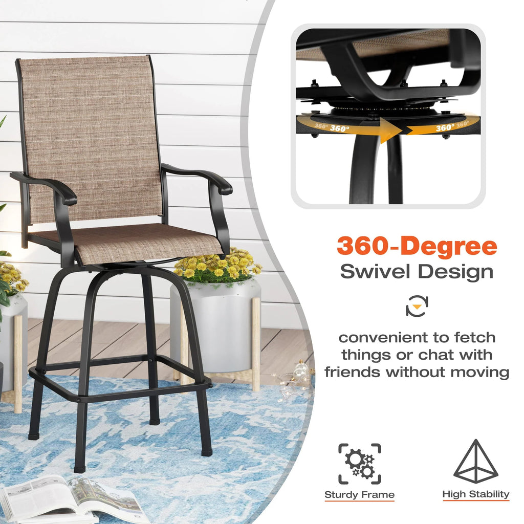 2 Pcs Outdoor Swivel Metal Bar Stools Z6297