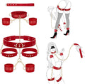 Bondage Kit Restraints 7PCS Set with Adjustable Handcuffs Ankle Thigh Cuff Cross Waist Strap Collar H87031