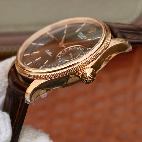 Brown Leather Strap Multicolor Dial Time Date M199