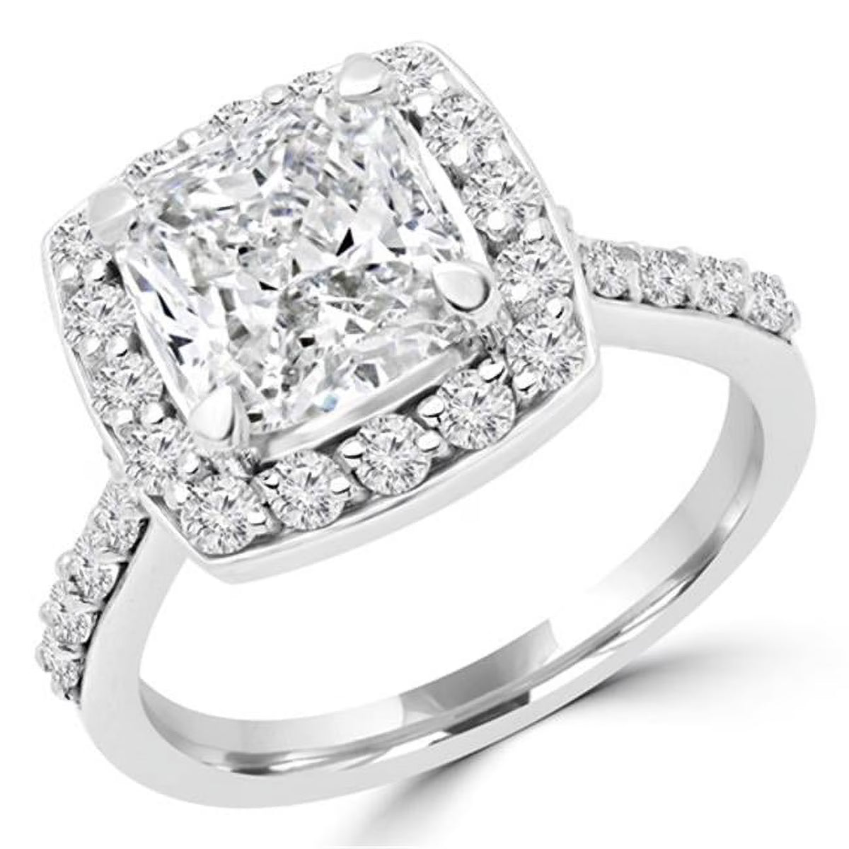 14K White Gold Cushion Cut Diamond Engagement Ring T298648