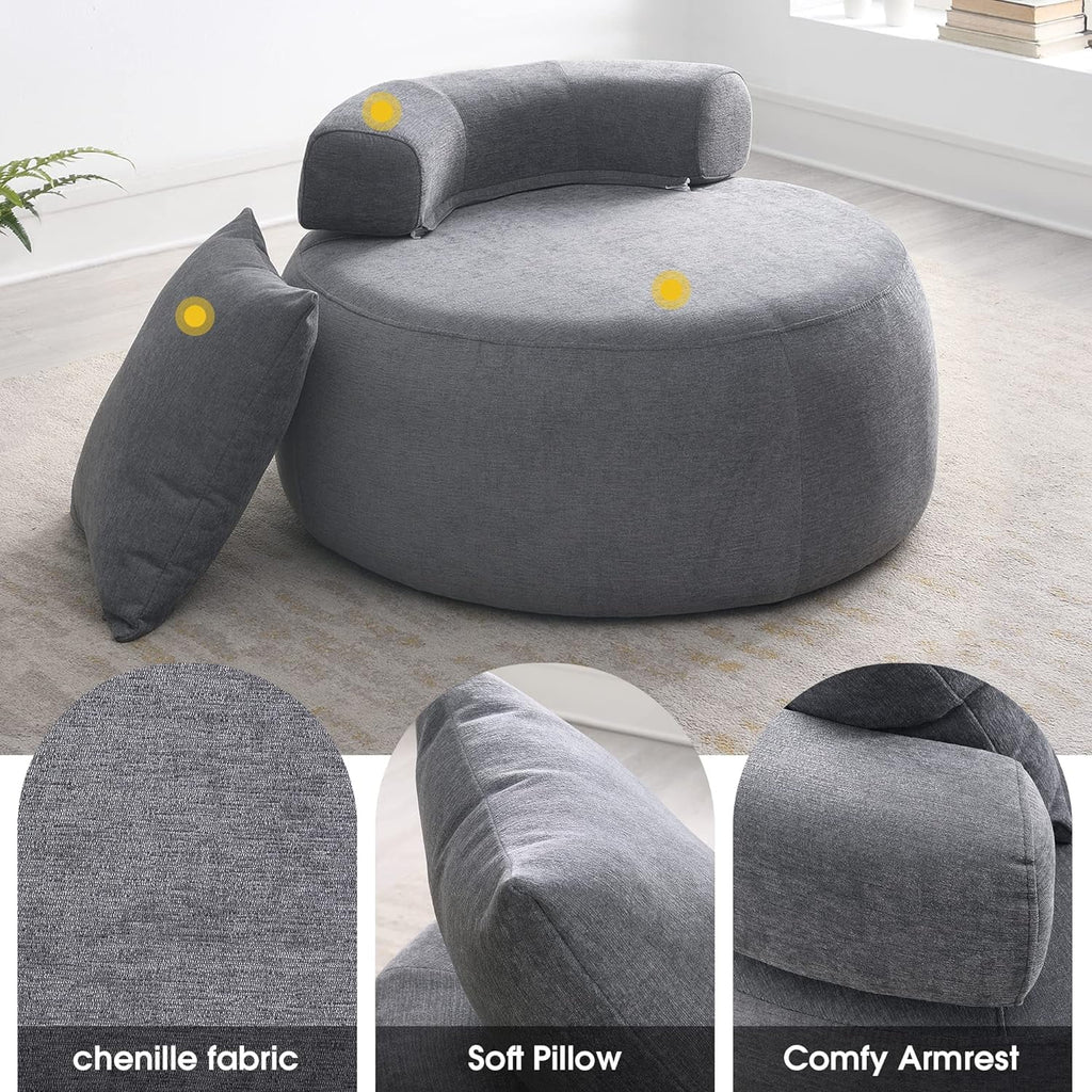 Light Gray Accent Barrel Chair with Pillow F540063