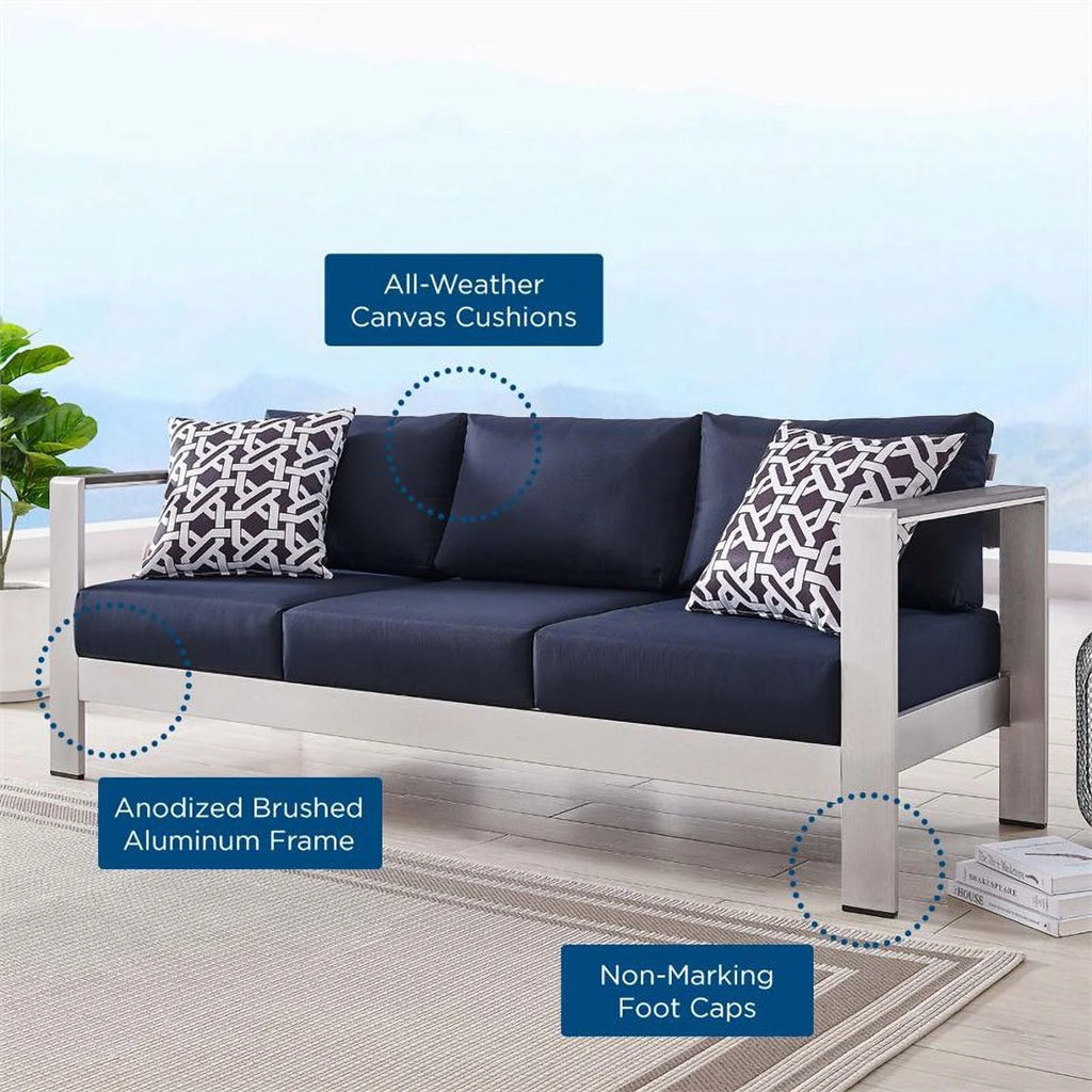 Aluminum Patio Sofa in Silver Navy E619634