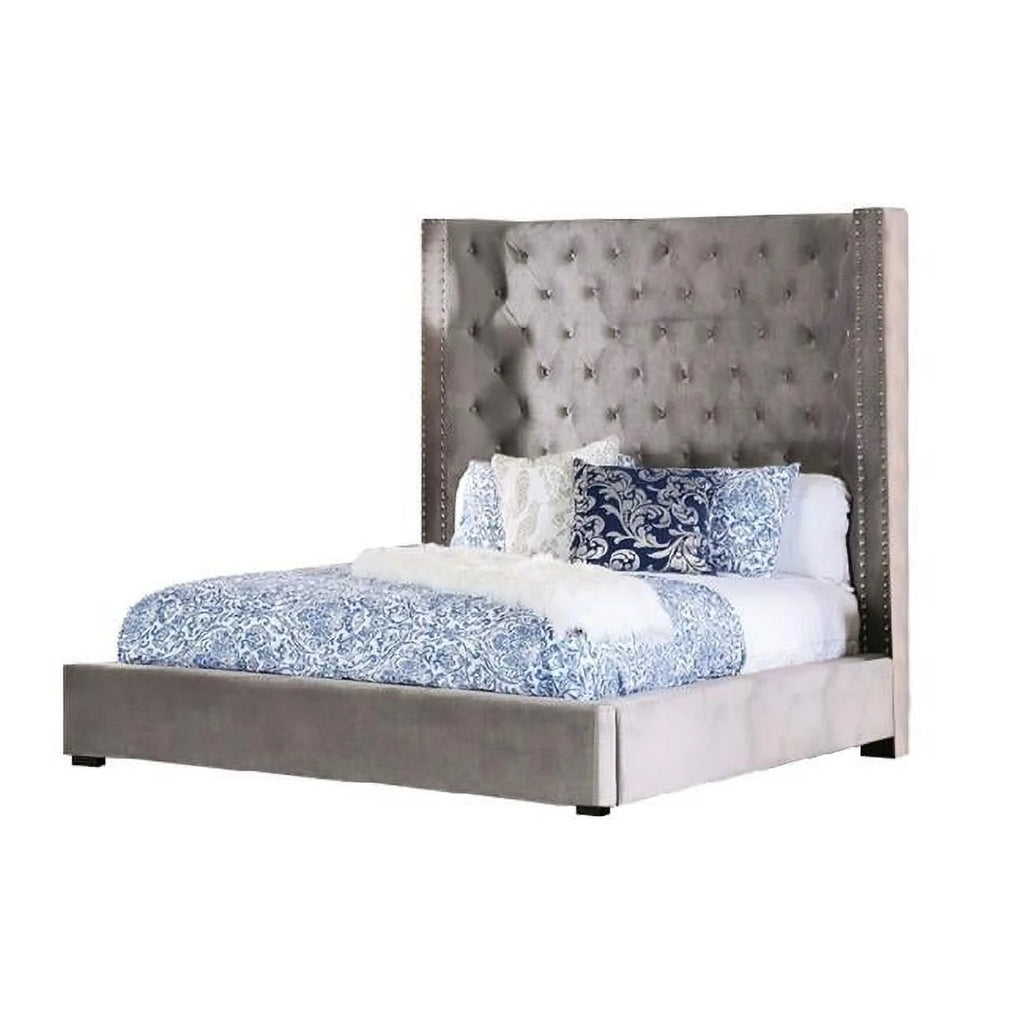 Queen Size Button Tufted Wingback Bed X676728