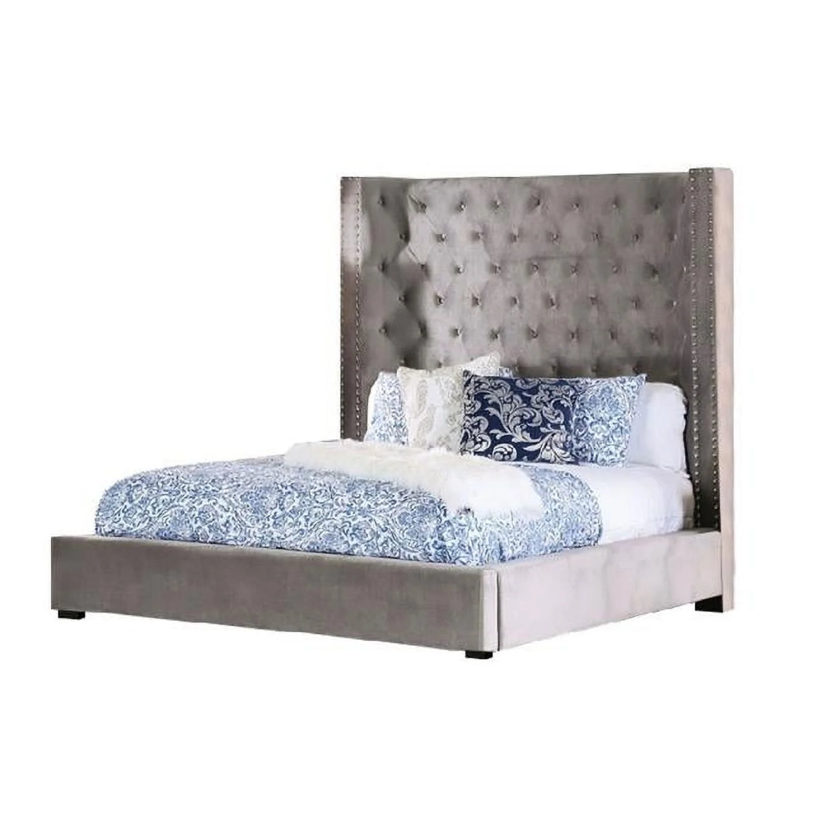 Queen Size Button Tufted Wingback Bed X676728