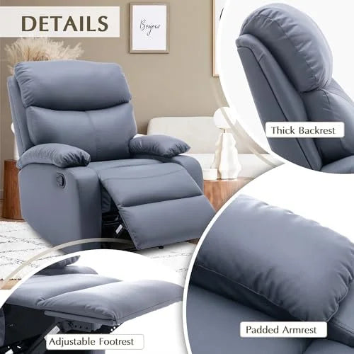 Manual Recliner Chair Dark Gray J383018