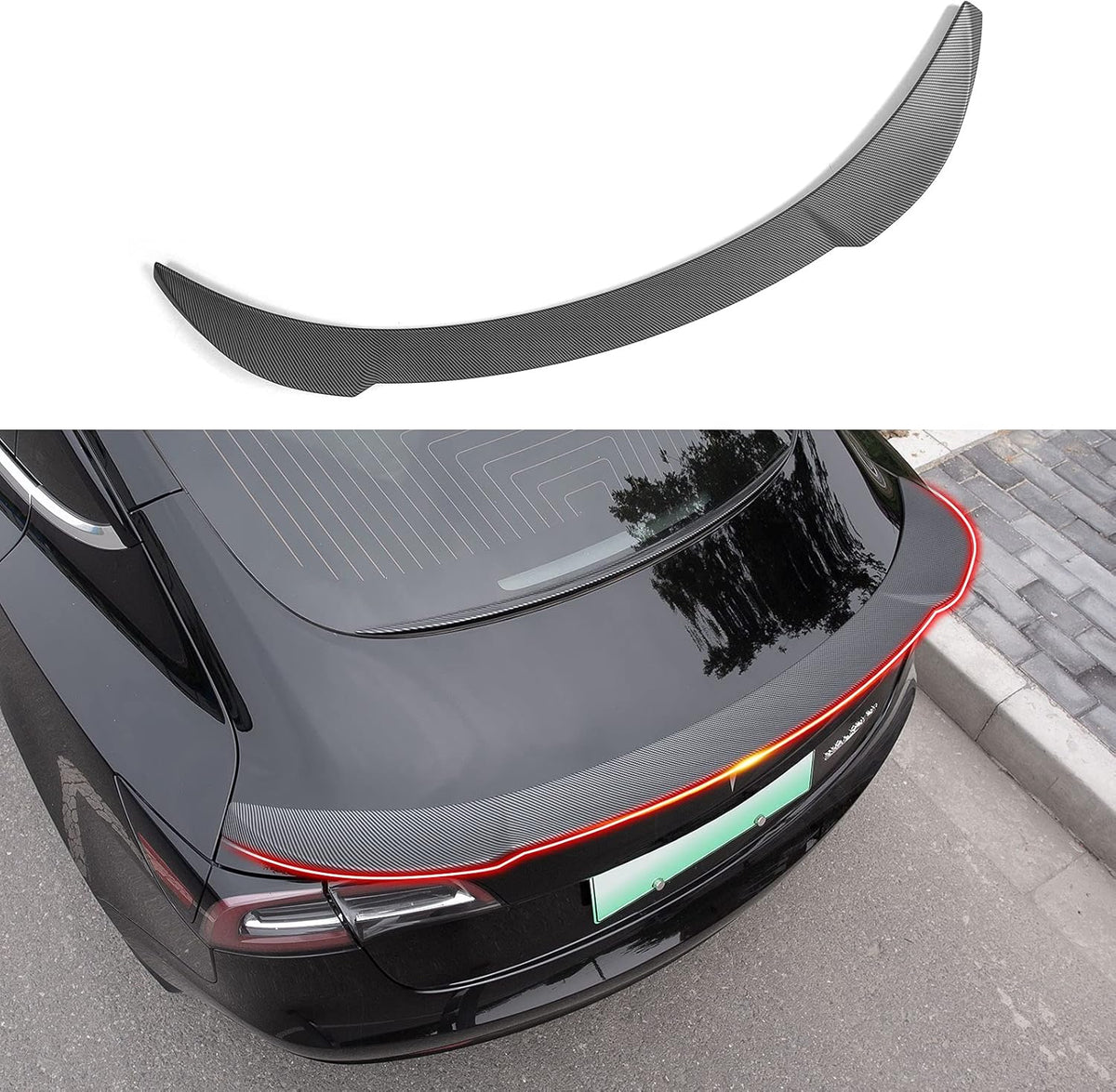 Matte Black Trunk Spoiler Wing Lip for Tesla Model 3, Pack of 2 M300657