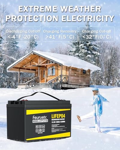 12V 100Ah LiFePO4 Lithium Battery with 100A BMS, 1280Wh Energy Storage, Iron Phosphate 15000 Deep Cycles Marine Battery W486818