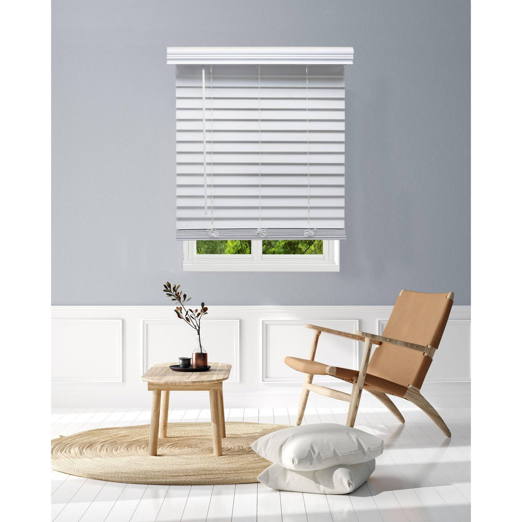 White Cordless Faux Wood Blind X71626