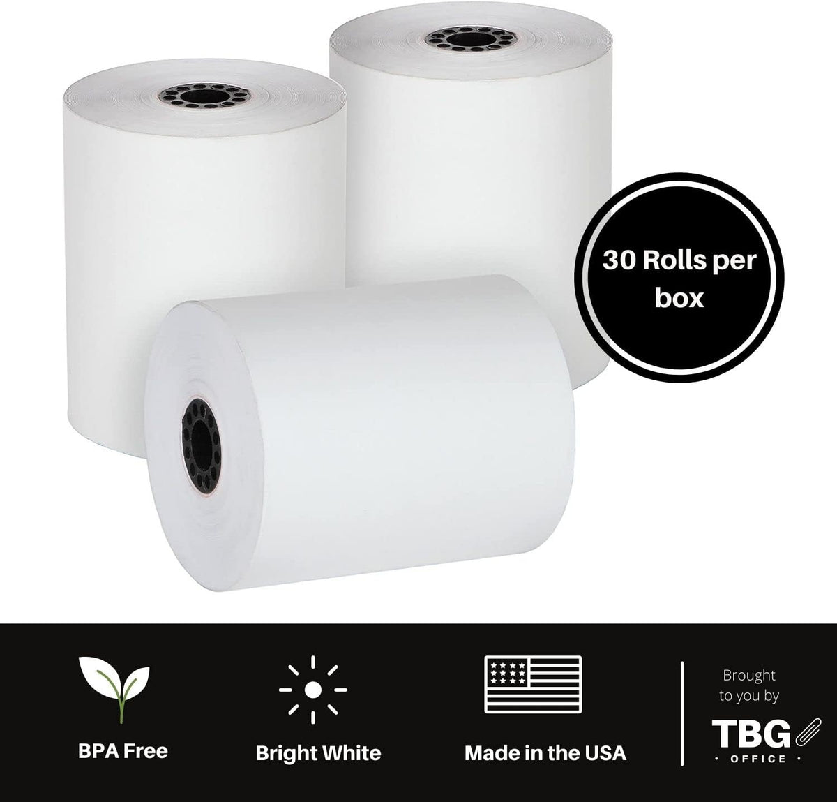 BPA Free Thermal Paper Rolls for POS Systems (1 Case - 30 Rolls) R253327