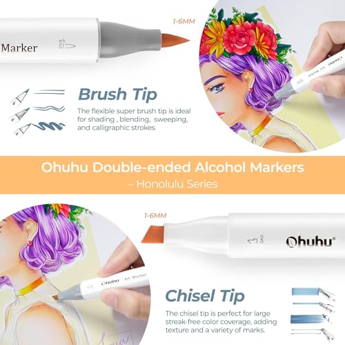 72 Colors Alcohol Markers Brush Tip Double Tipped Art Marker Set O945