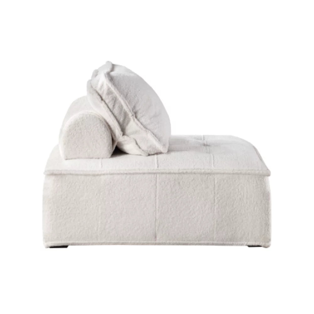 White Lambskin Sherpa Oversized Armless Accent Chair U5477