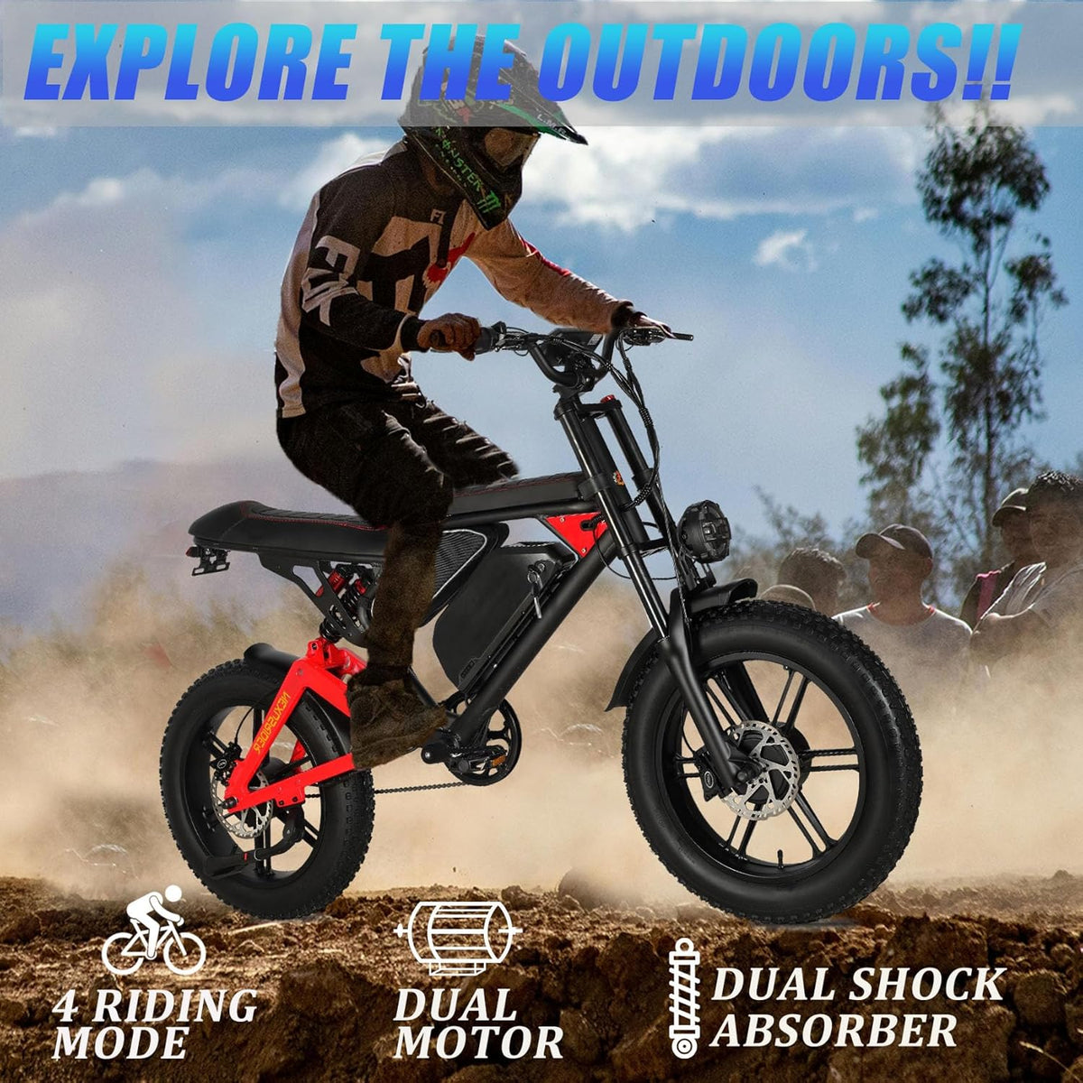 Fat Tire Electric Bike 2000W Dual Motor 20inch 48v 22.4ah A4804
