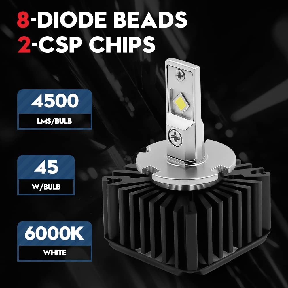 LED Headlight Conversion Kit 70W 8400Lms 6000K White (2 Pack) D6231