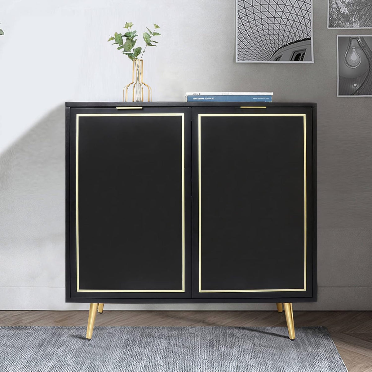 2 Doors Storage Cabinet with Golden Legs G9115