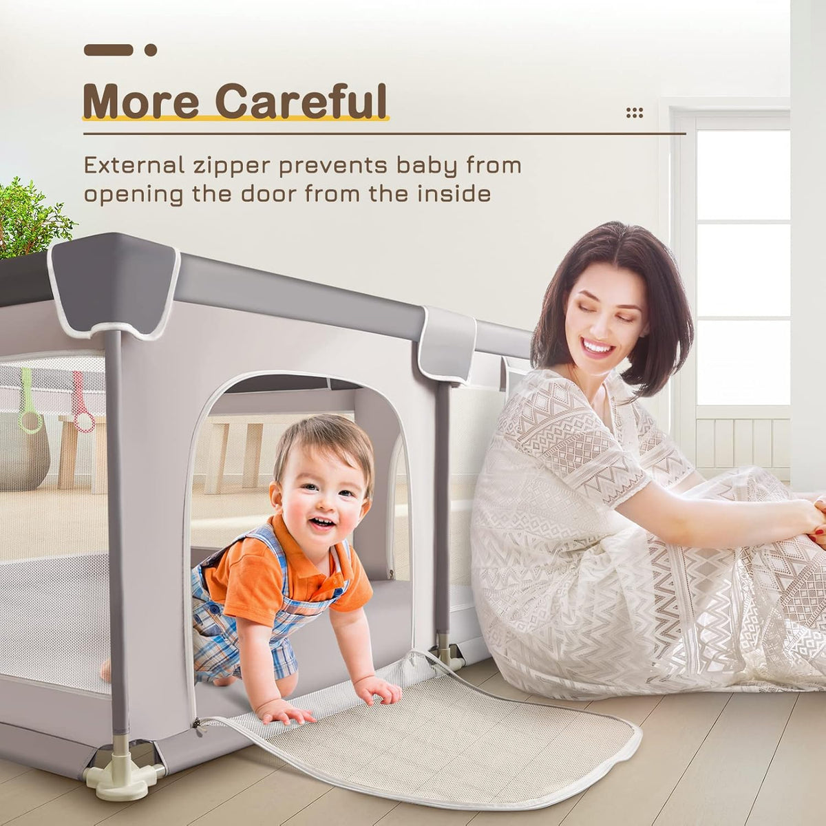 Extra Large Baby Playpen with Soft Breathable Mesh I32885