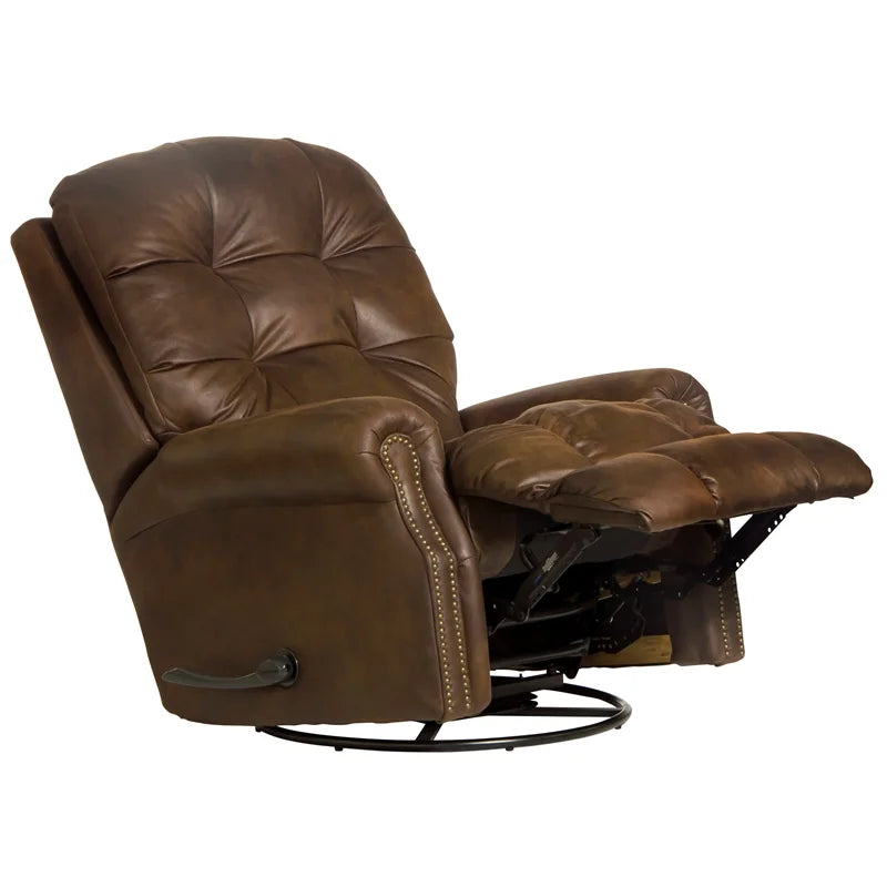 Brown Polyester Swivel Glider Recliner D8688