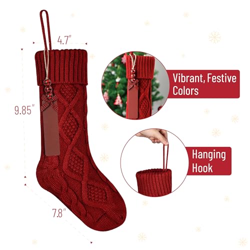 18" Colorful Cable Knit Christmas Stockings Set of 6 G5241