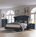 Dark Gray Velvet 3pc King Size Bedroom Set H646