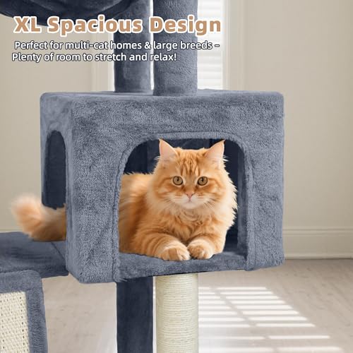 Grey Cat Tree with Condo and Hammocks G6028