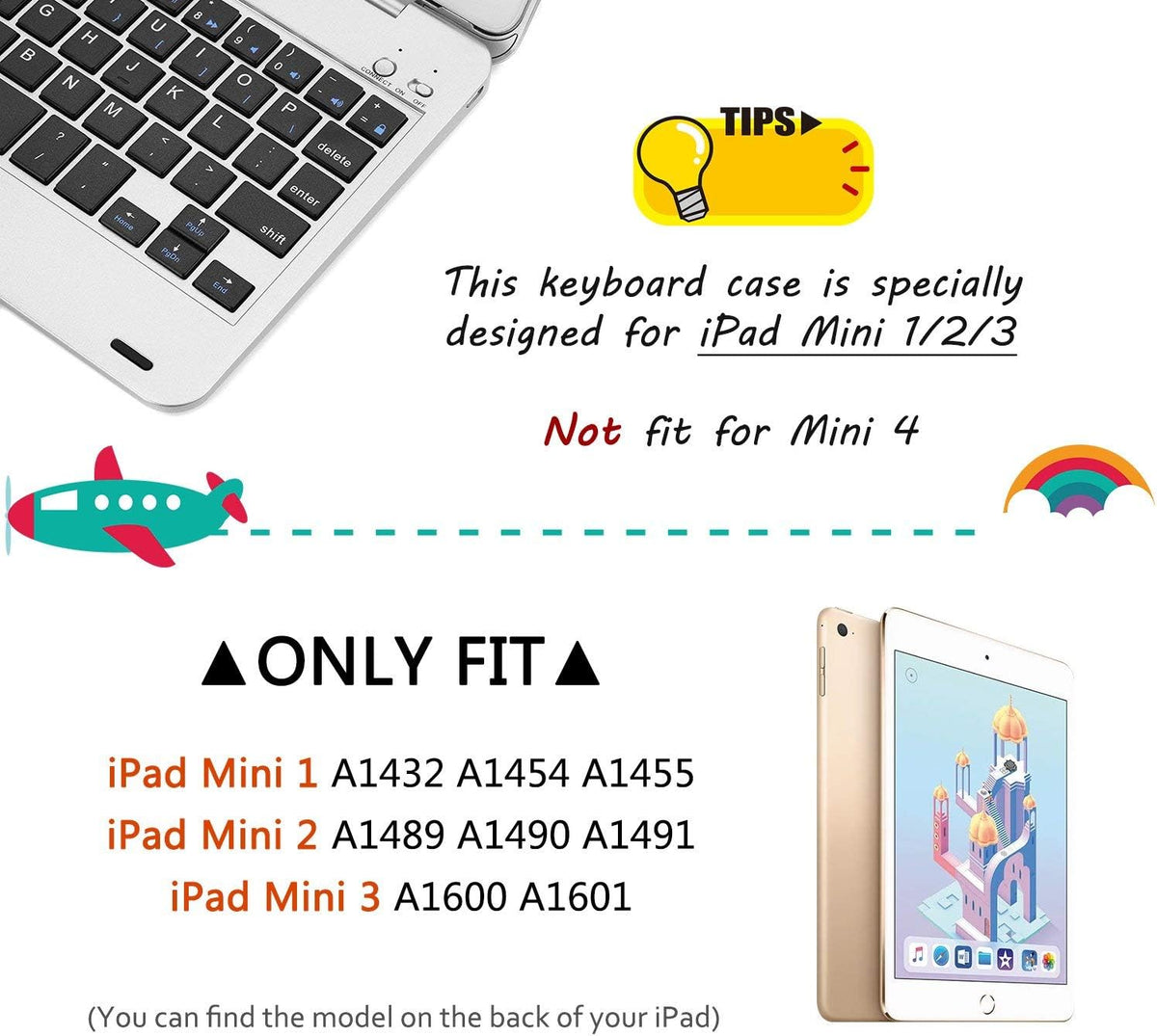 Wireless Keyboard Case for iPad Mini with Folding Stand (Black) O421066
