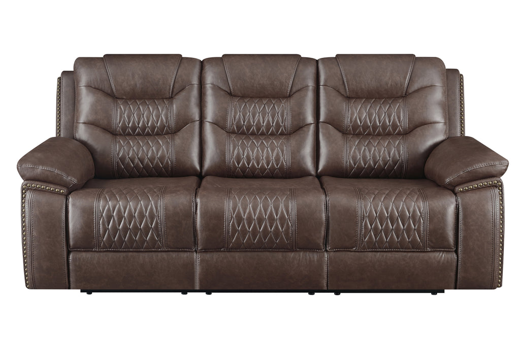 Brown Tufted Upholstered Power Sofa U78686