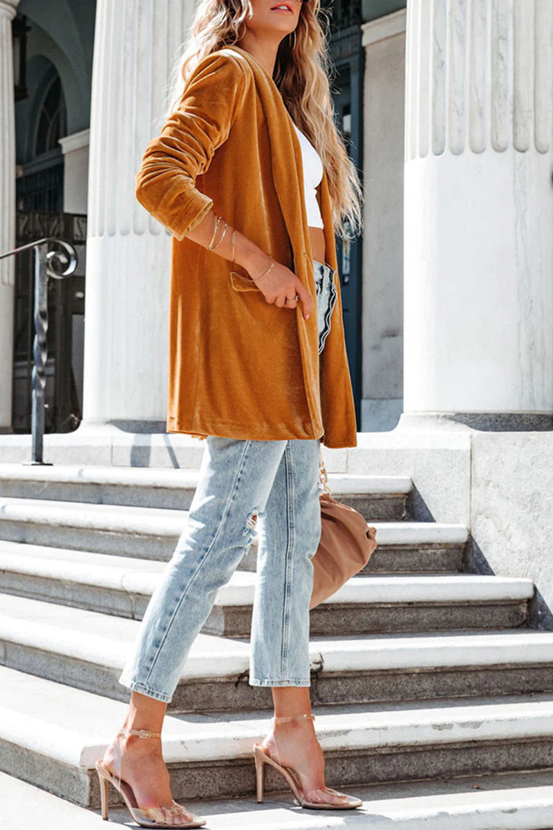 Solid Color Turn-back Collar Outerwear H1492