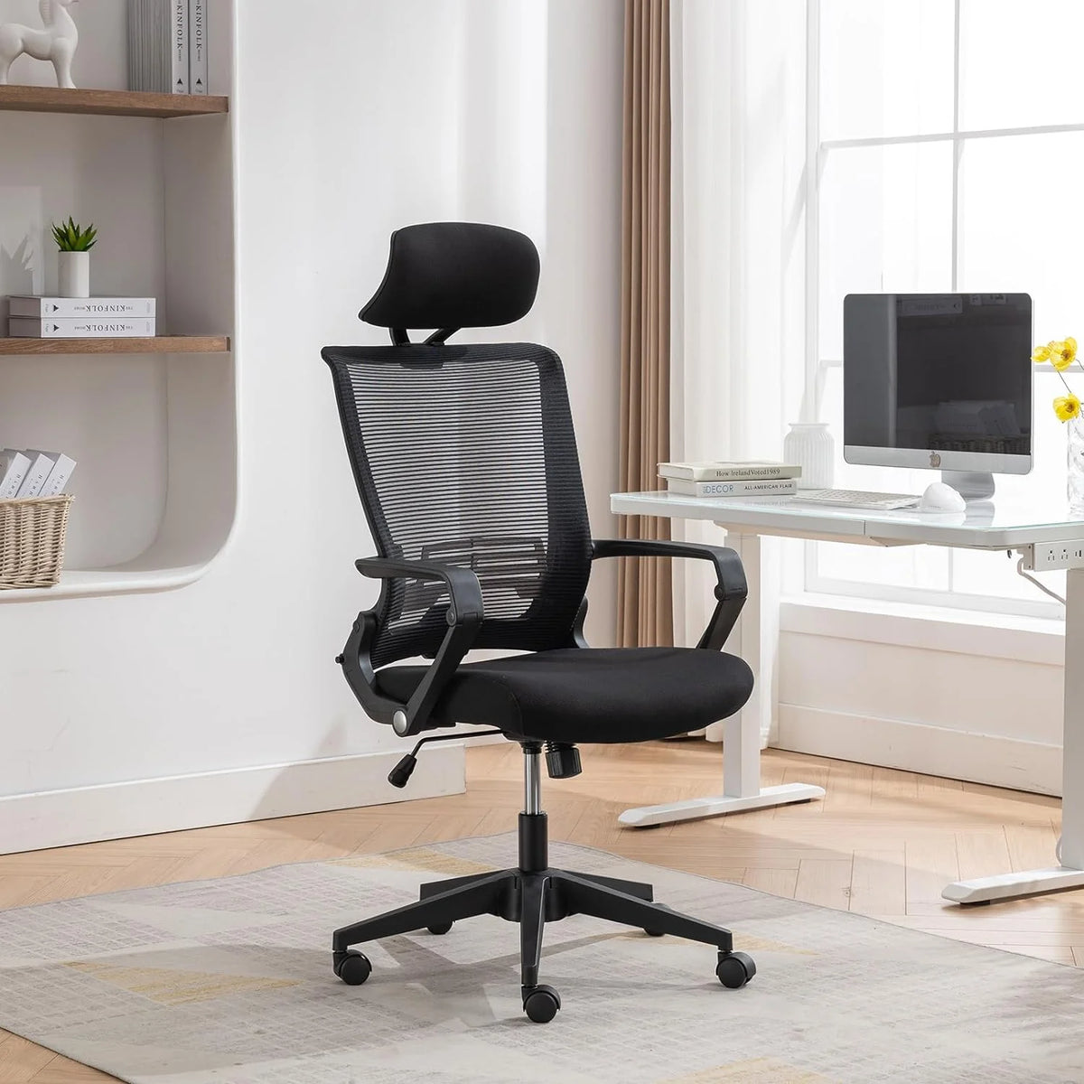 Foldable Ergonomic High Back Office Chair with Lumbar Support, Black S160