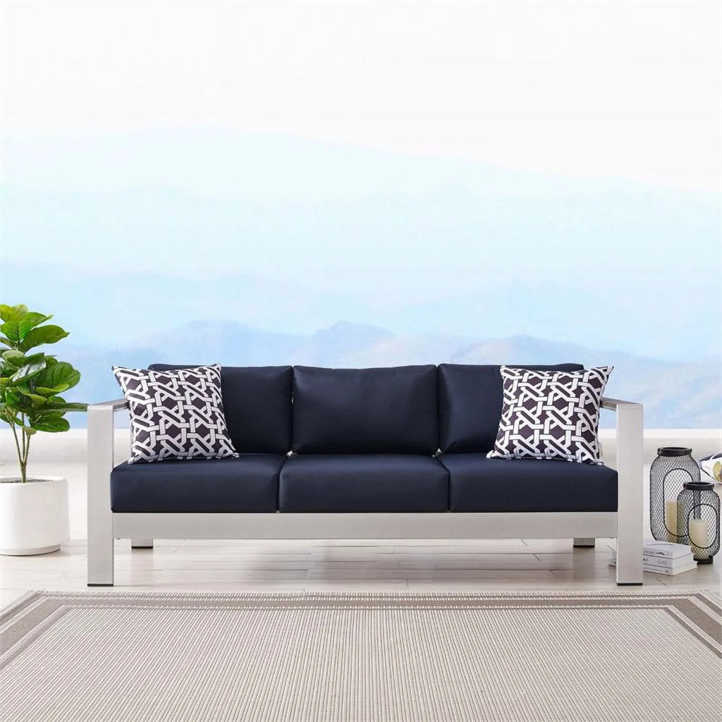 Aluminum Patio Sofa in Silver Navy E619634