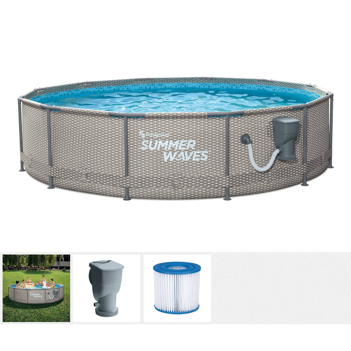 12 ft x 33 in Above Ground Frame Swimming Pool Set with Pump A640154