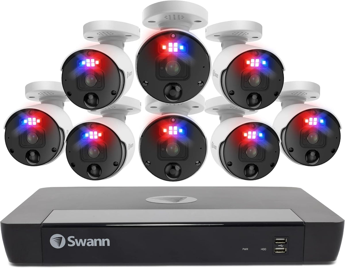 4K Indoor/Outdoor Security Camera System, 8 Bullet PoE Cameras 16 Channel NVR 2TB HDD P3641