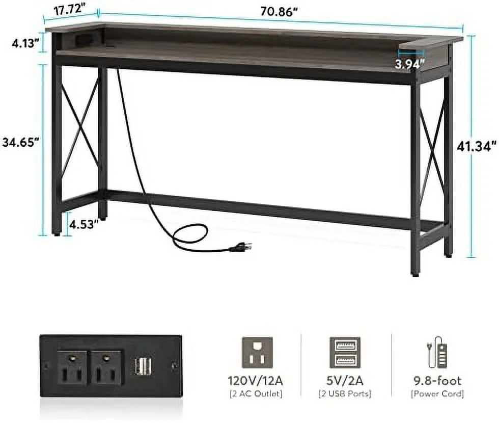 70.9 inch Extra Long Console Table with Outlets and USB Ports J4498