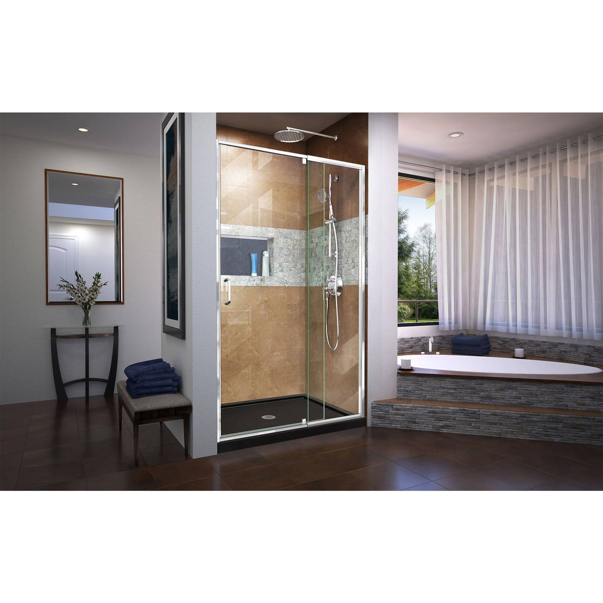 Semi-Frameless Pivot Shower Door in Chrome Y6374