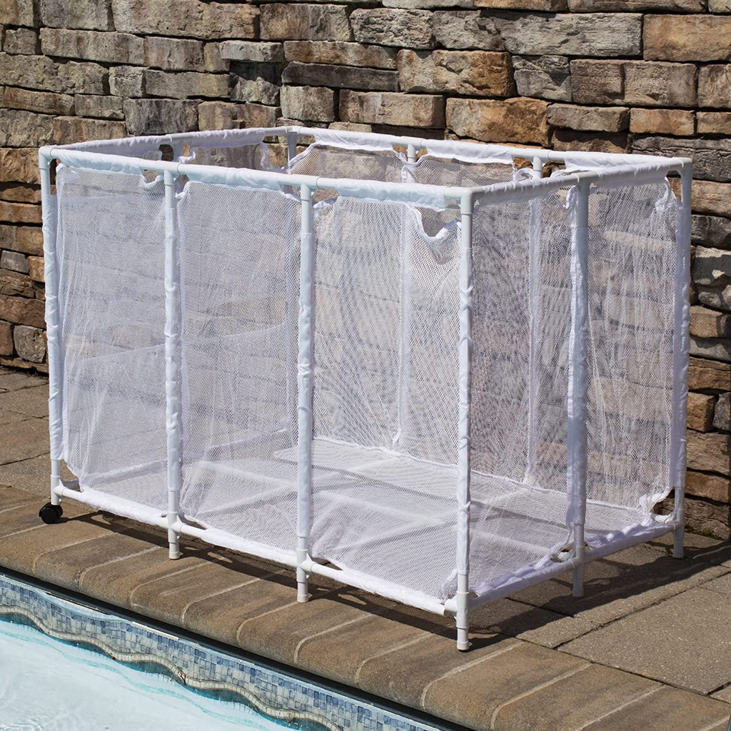 Extra-Large White Mesh Rolling Storage Organizer Bin C33010
