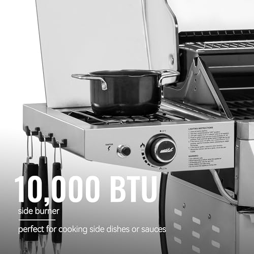 6 Burner Propane Gas Grill with Side Burner, White P4029