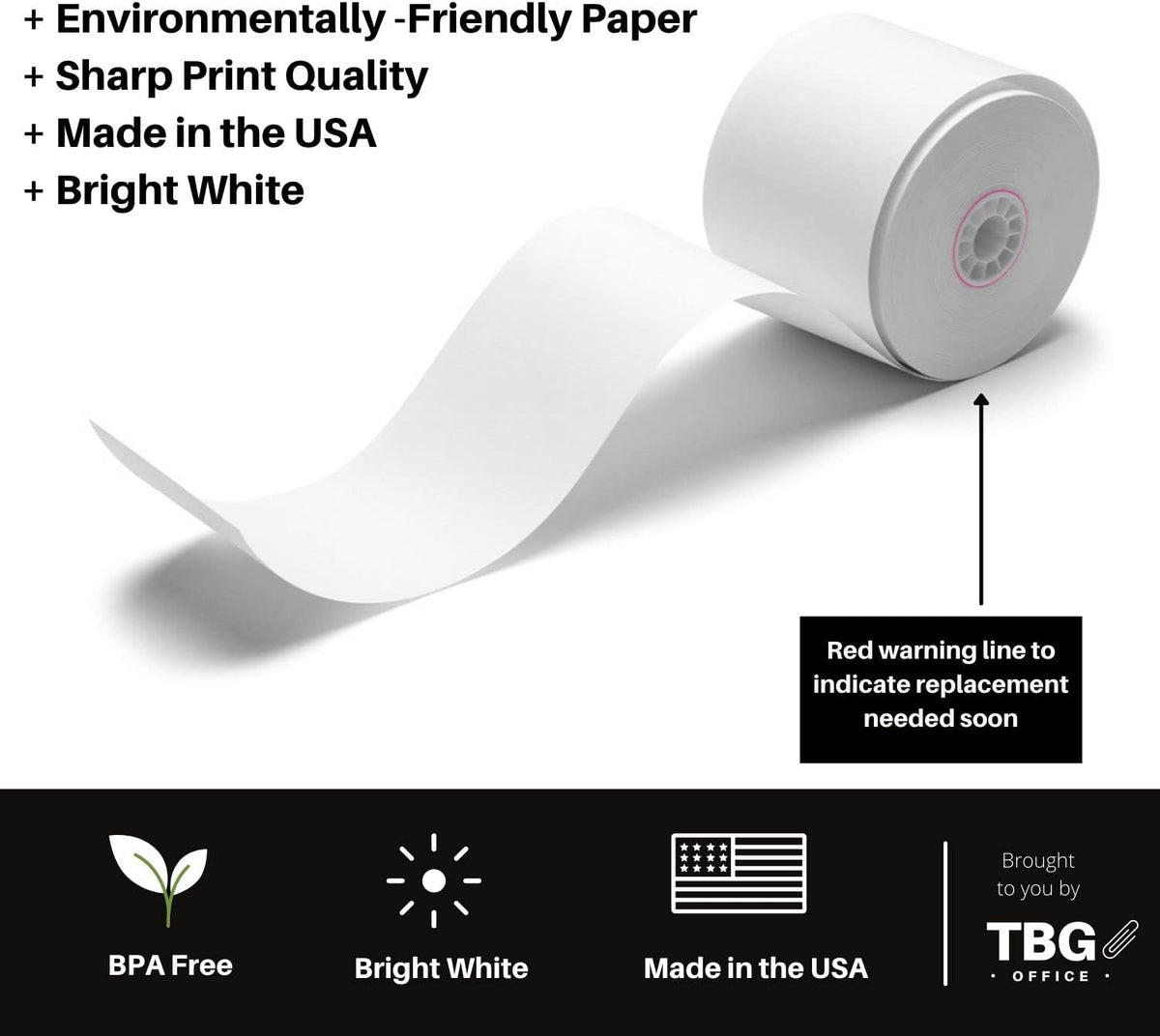 BPA Free Thermal Paper Rolls for POS Systems (1 Case - 30 Rolls) R253327