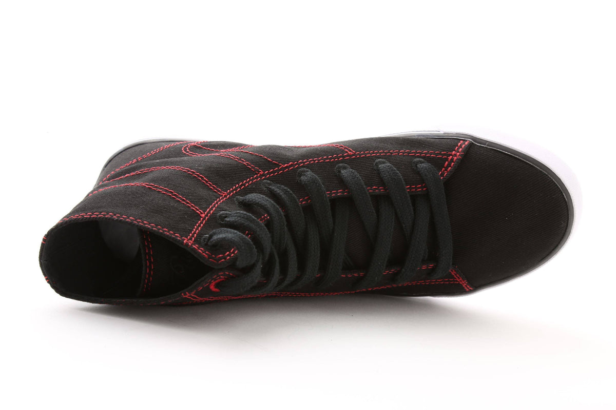 Black / Red Stretch Canvas High Tops K73436
