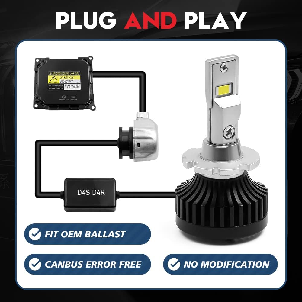 LED Headlight Conversion Kit 70W 8400Lms 6000K White (2 Pack) D6231