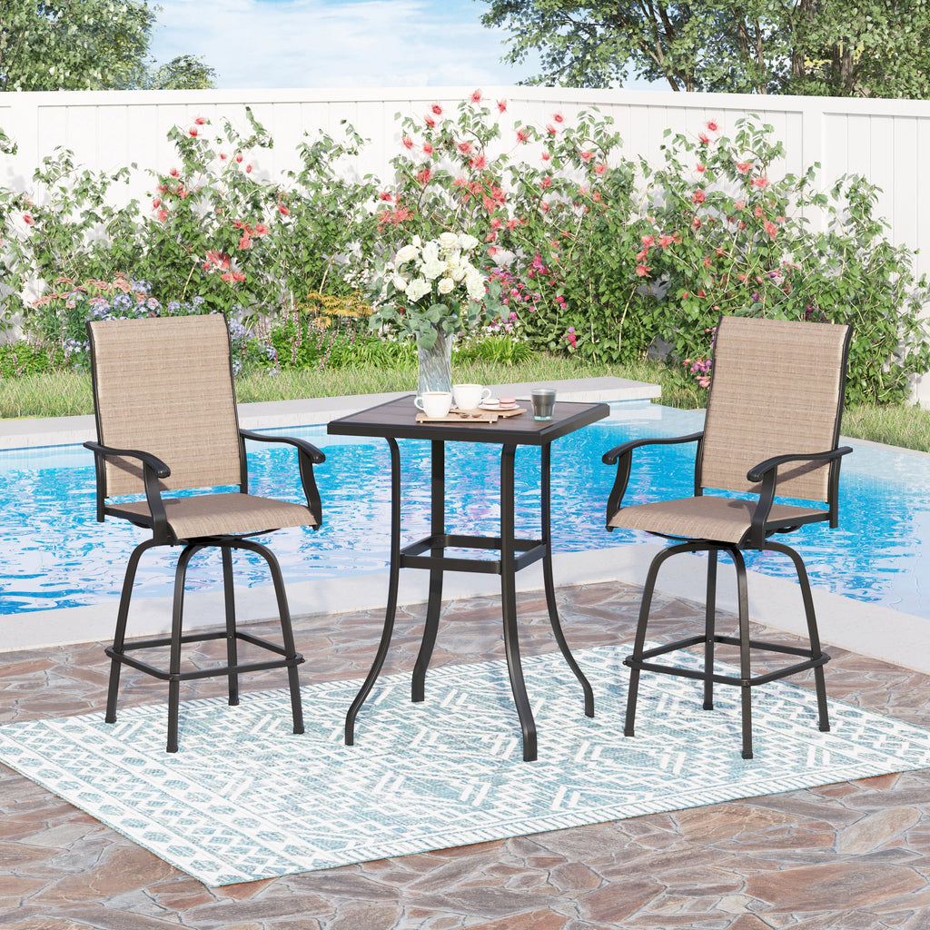 2 Pcs Outdoor Swivel Metal Bar Stools Z6297