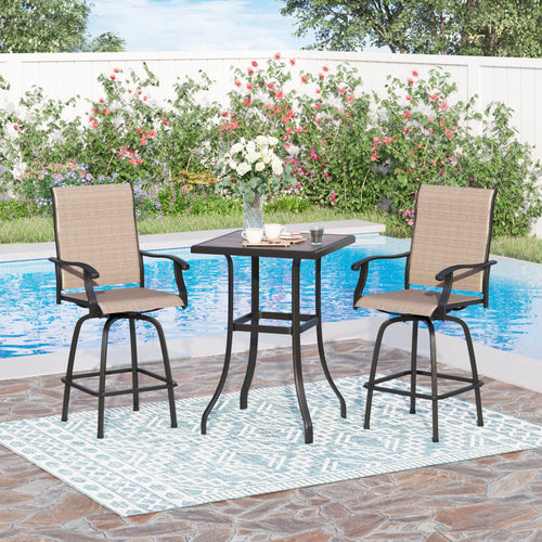 2 Pcs Outdoor Swivel Metal Bar Stools Z6297