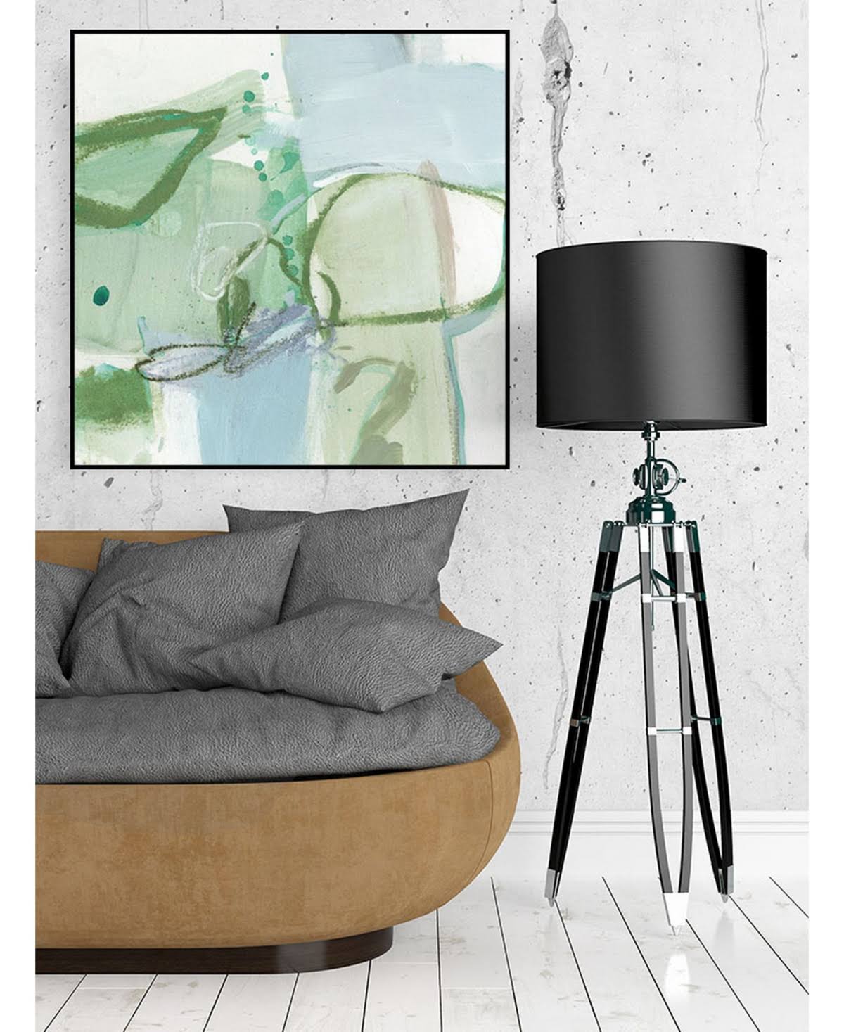 Olive Green Framed Canvas Art Block G28530