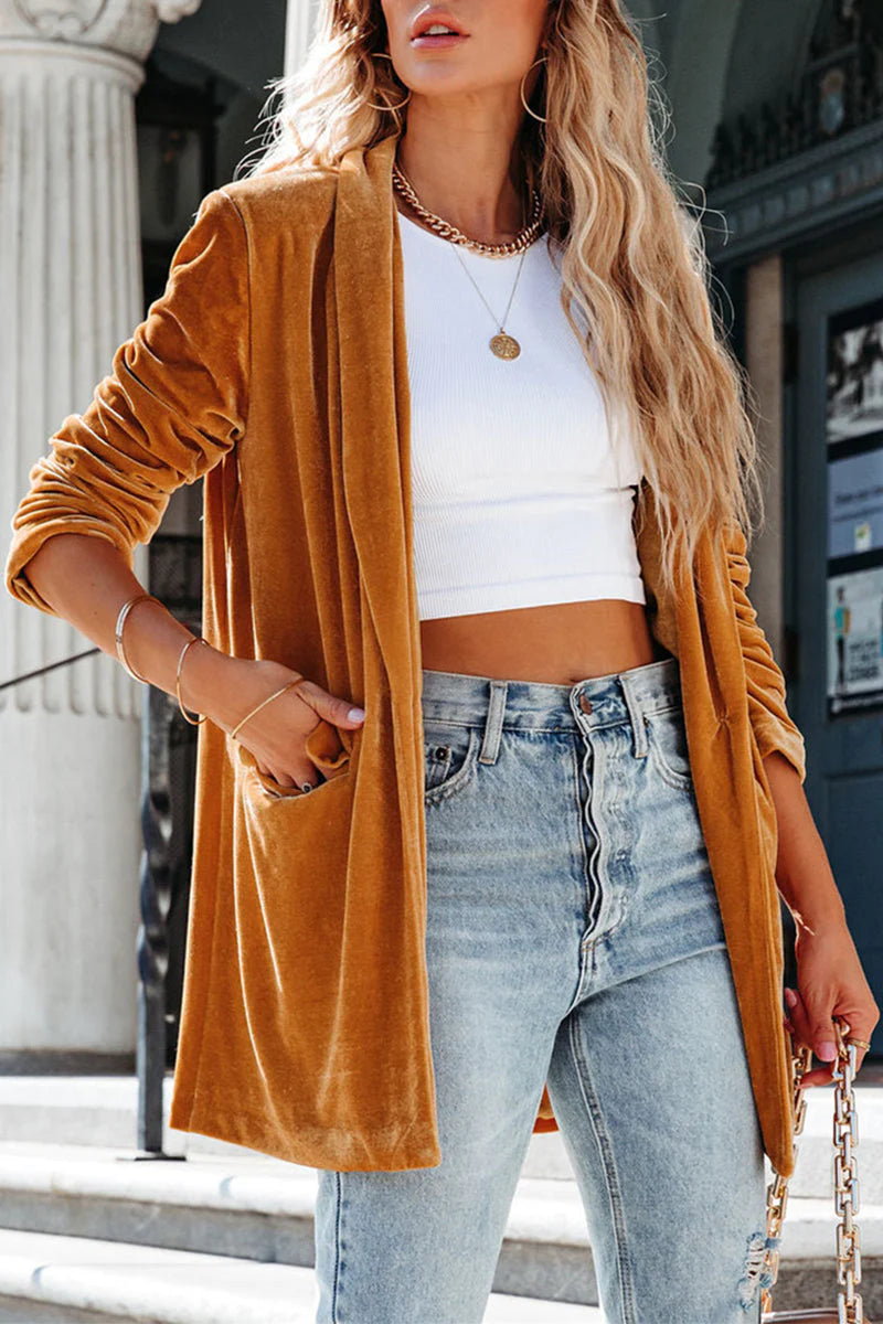 Solid Color Turn-back Collar Outerwear H1492