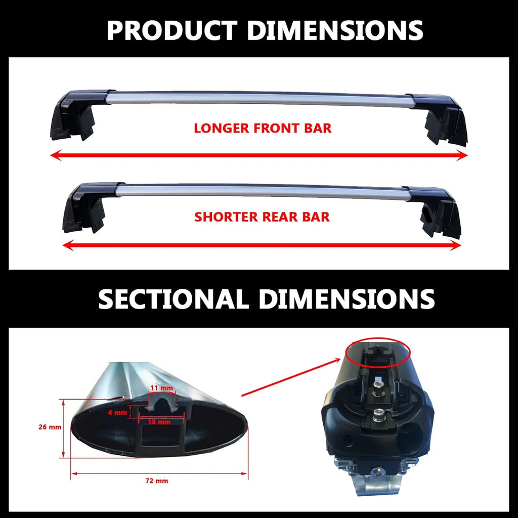 Lockable Roof Rack Crossbars with Flush Side Rails P625318