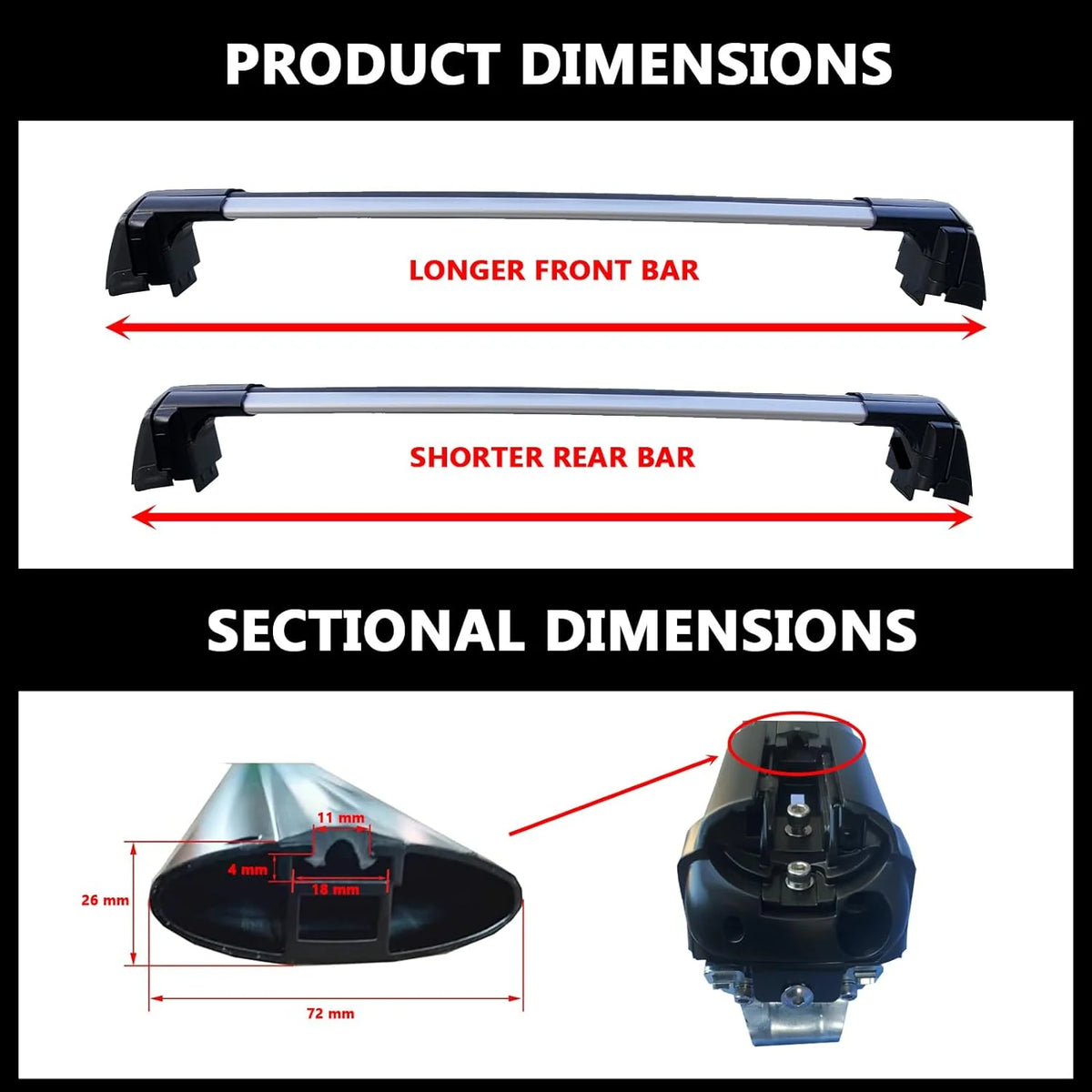 Lockable Roof Rack Crossbars with Flush Side Rails P625318