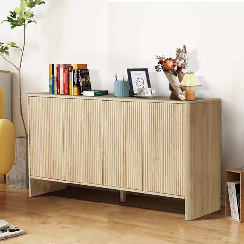 Walnut 3 Door Fluted Sideboard Buffet Cabinet L221