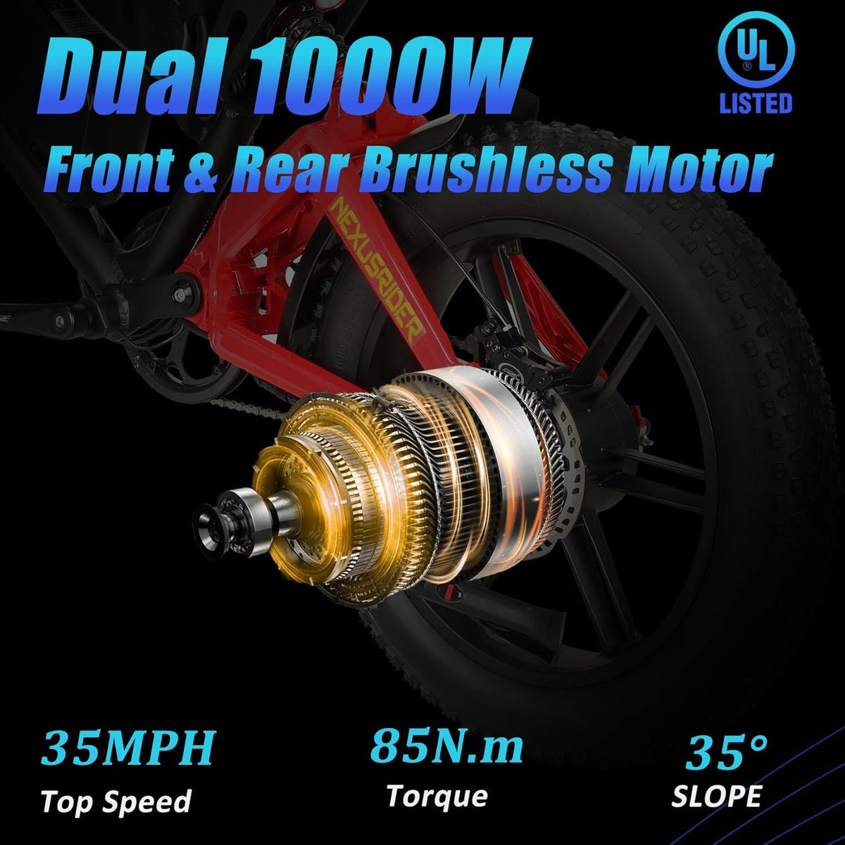 Fat Tire Electric Bike 2000W Dual Motor 20inch 48v 22.4ah A4804