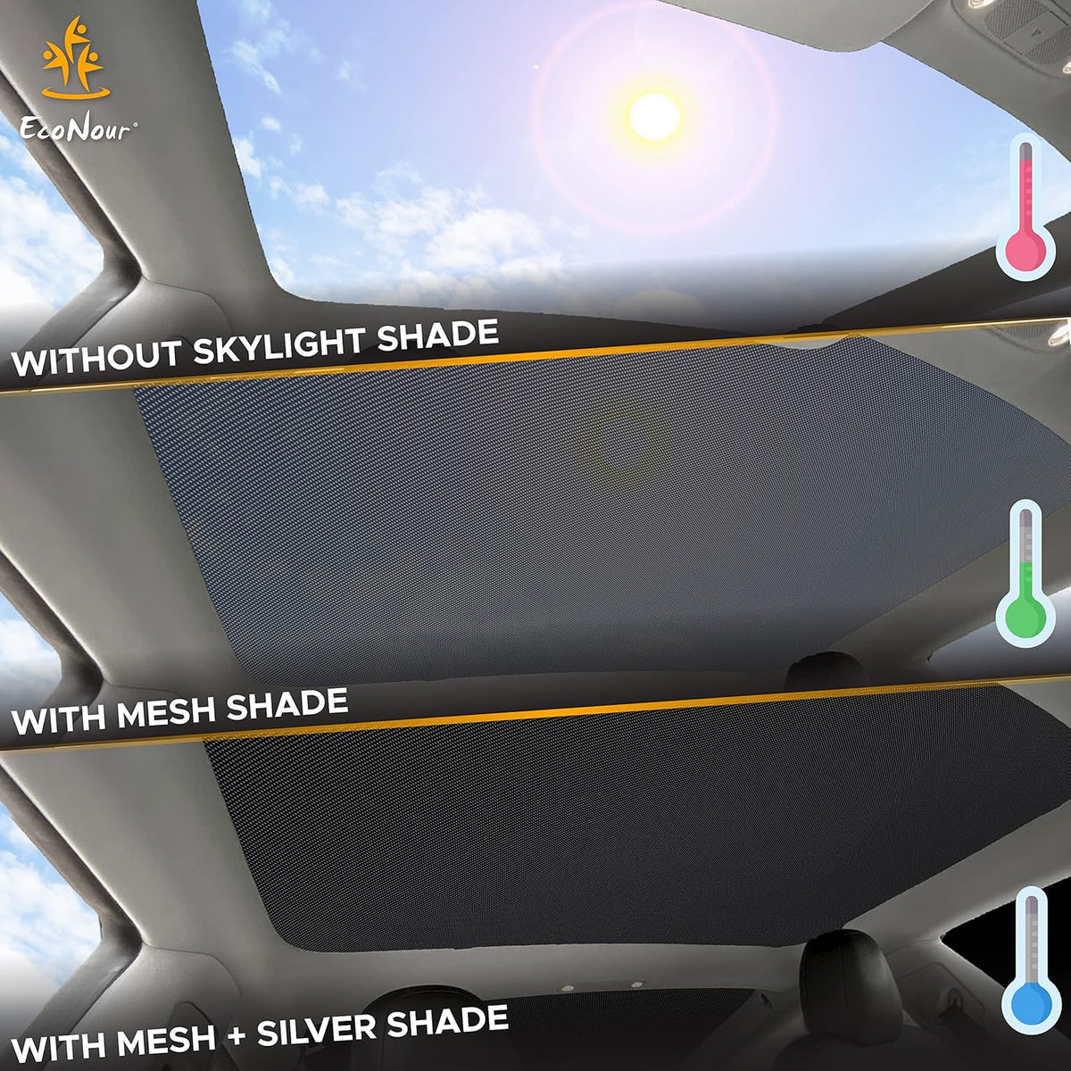 Foldable Sunroof Shade Cover with Heat Insulation Film, Pack of 2 H85446