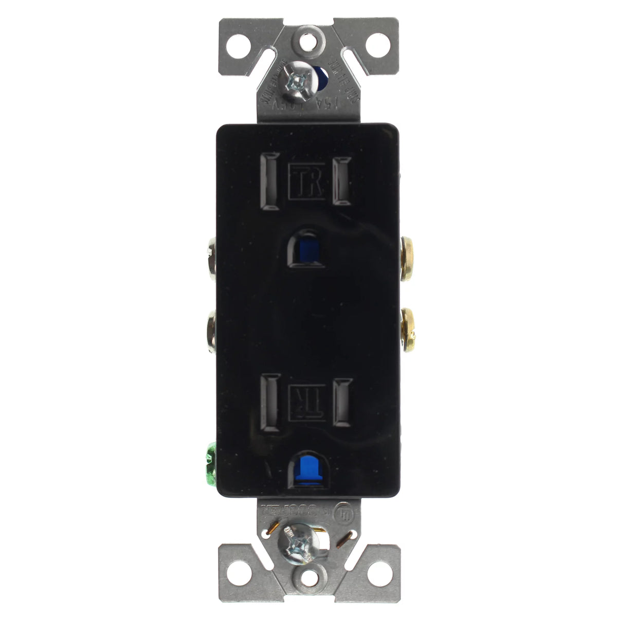 Duplex Decorator Receptacle Outlet, 15-Amp, 120-Volt, Black, 96-Pack J370