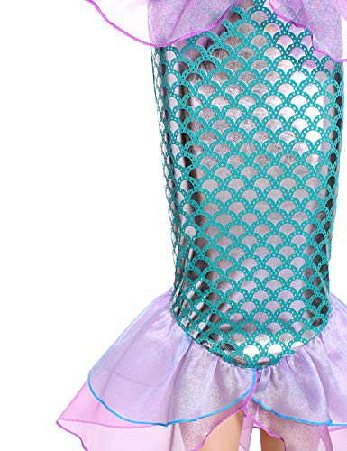 Pink Little Girls Princess Mermaid Costume with Wig Crown J60058