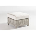 Gray Synthetic Wicker Ottoman with Brown Cushion K700075